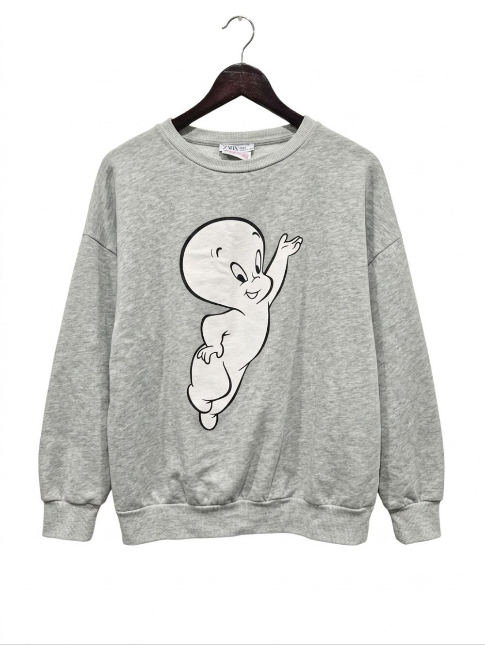 Zara Casper the Friendly Ghost Graphic Oversized Sweatshirt Grey Small